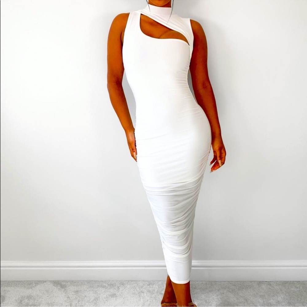 Missguided bodycon ruched White Dress